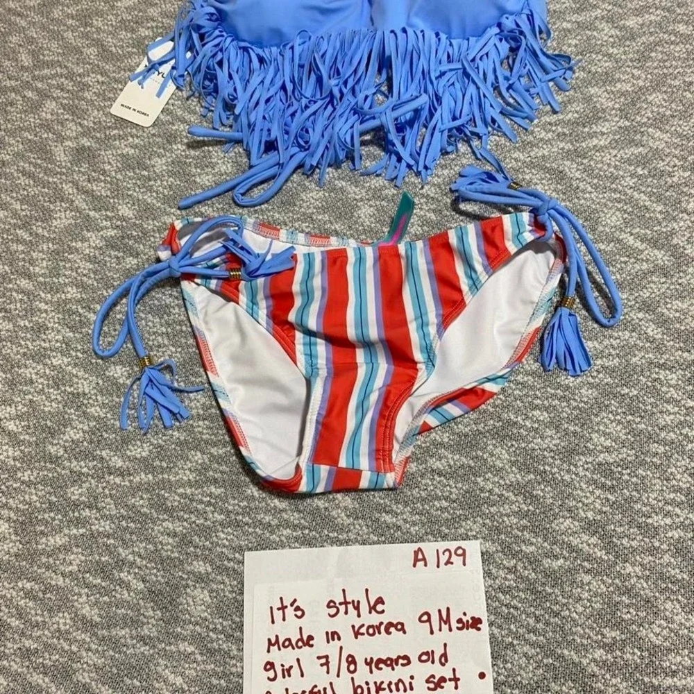 Coloured bikini set Made Korea 9M=girl‎ 7-8 years old. SKU-A129